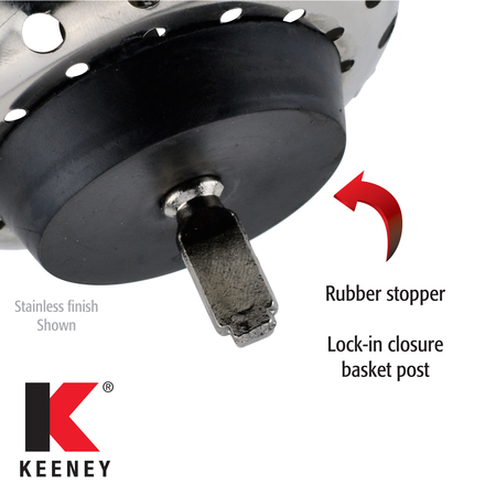 Keeney Mfg Sink Strainer with Fixed Post Basket, Stainless Steel K5435DSSS